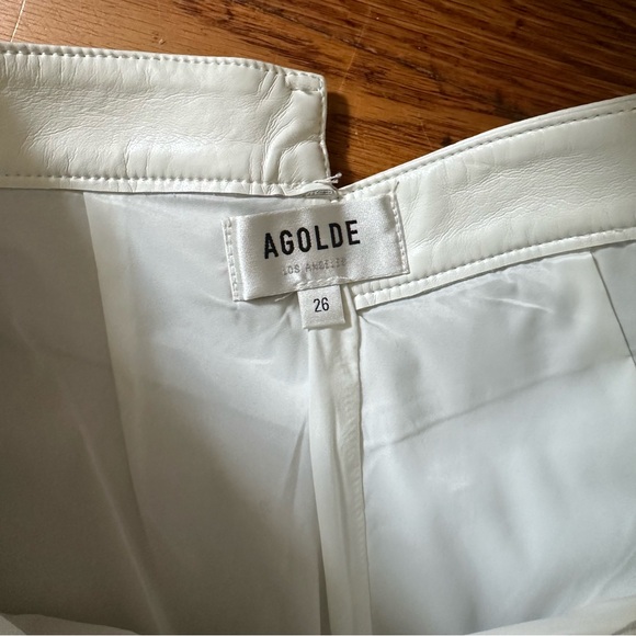 Agolde Recycled Leather Criss Cross Straight white Leather Pants - Picture 10 of 14